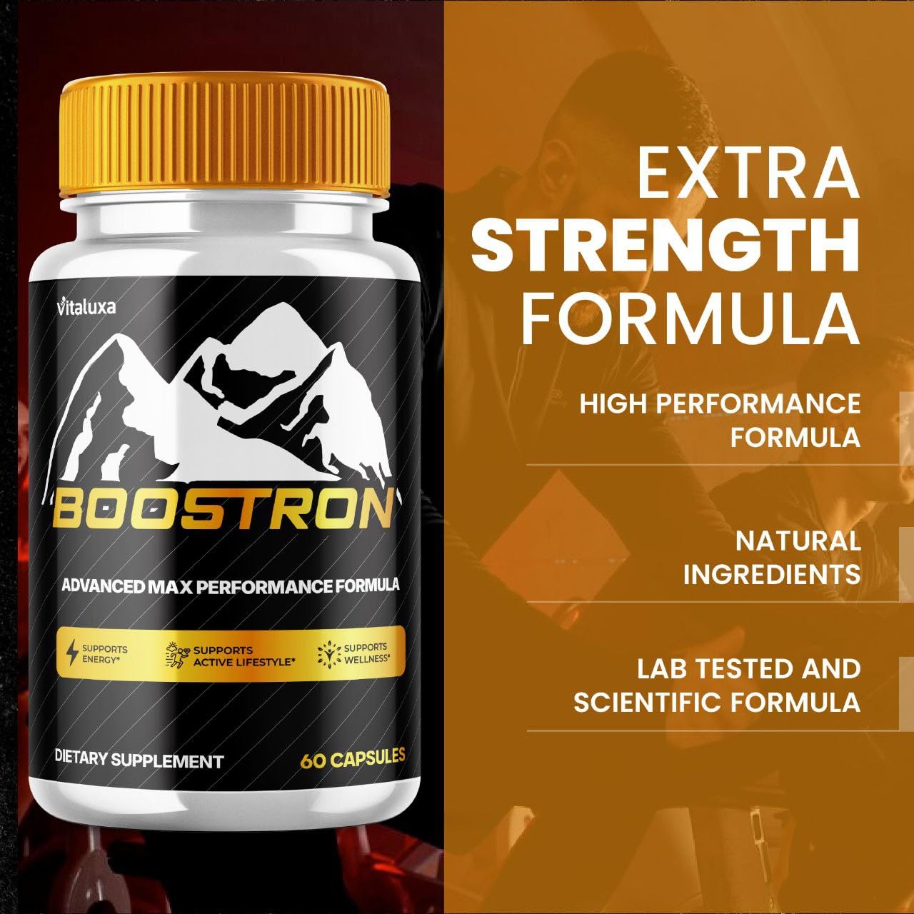 Boostron Capsules, Boostron Supplement Pills - Boostrom Maximum Strength Performance Blend Premium Advanced Formula All Natural Ingredients for Advanced Health Vitamin Support Reviews (60 Capsules) VitaluxaAu supplements
