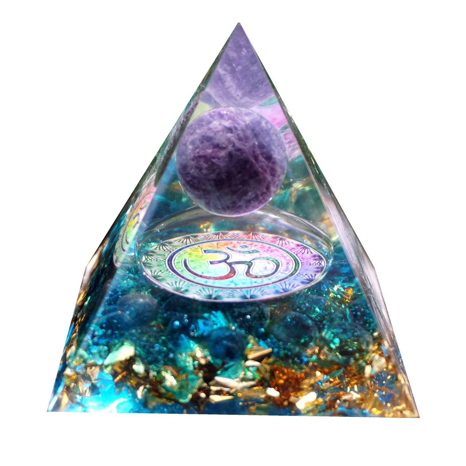 Besorgone Orgonite Pyramid for Positive Energy Amethyst Sphere Chakra Orgone with Blue Quartz BesorgoneAu supplements