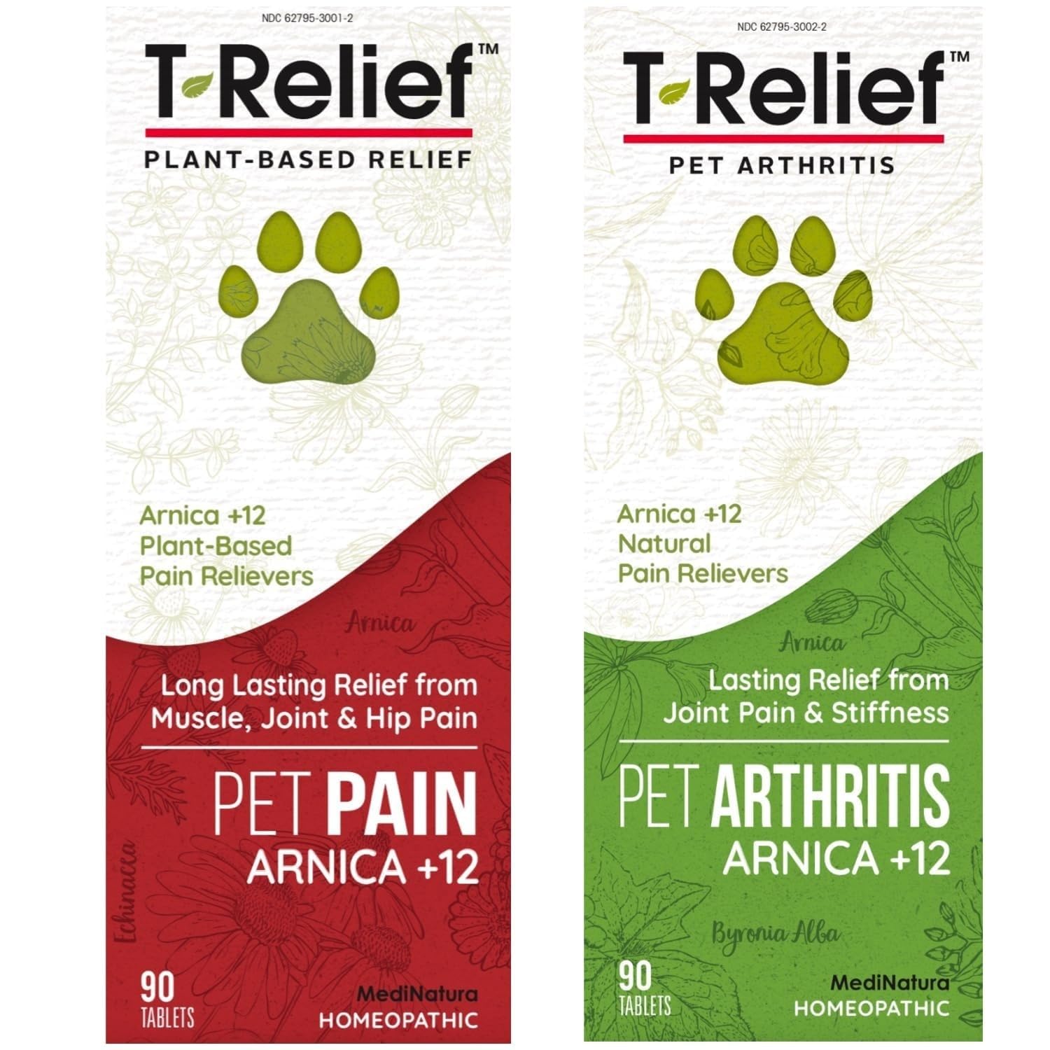 MediNatura Plant-Powered Pet Pain Relief Bundle T-Relief Pet Pain Tablets (90) + T-Relief Pet Arthritis (90) 12 Plant-Based Homeopathic Pain Relievers with Arnica - Support for Muscles, Joints + HIPS MediNaturaAu supplements