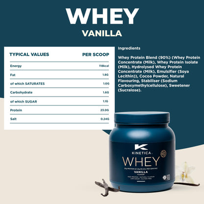Kinetica Vanilla Whey Protein Powder | 2.27kg | 23g Protein per Serving | 76 Servings KineticaUS supplements