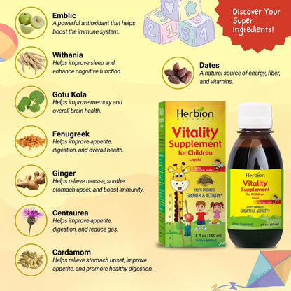Herbion Naturals Vitality Supplement Syrup for Children, Promotes Growth and Appetite Herbion NaturalsUS supplements