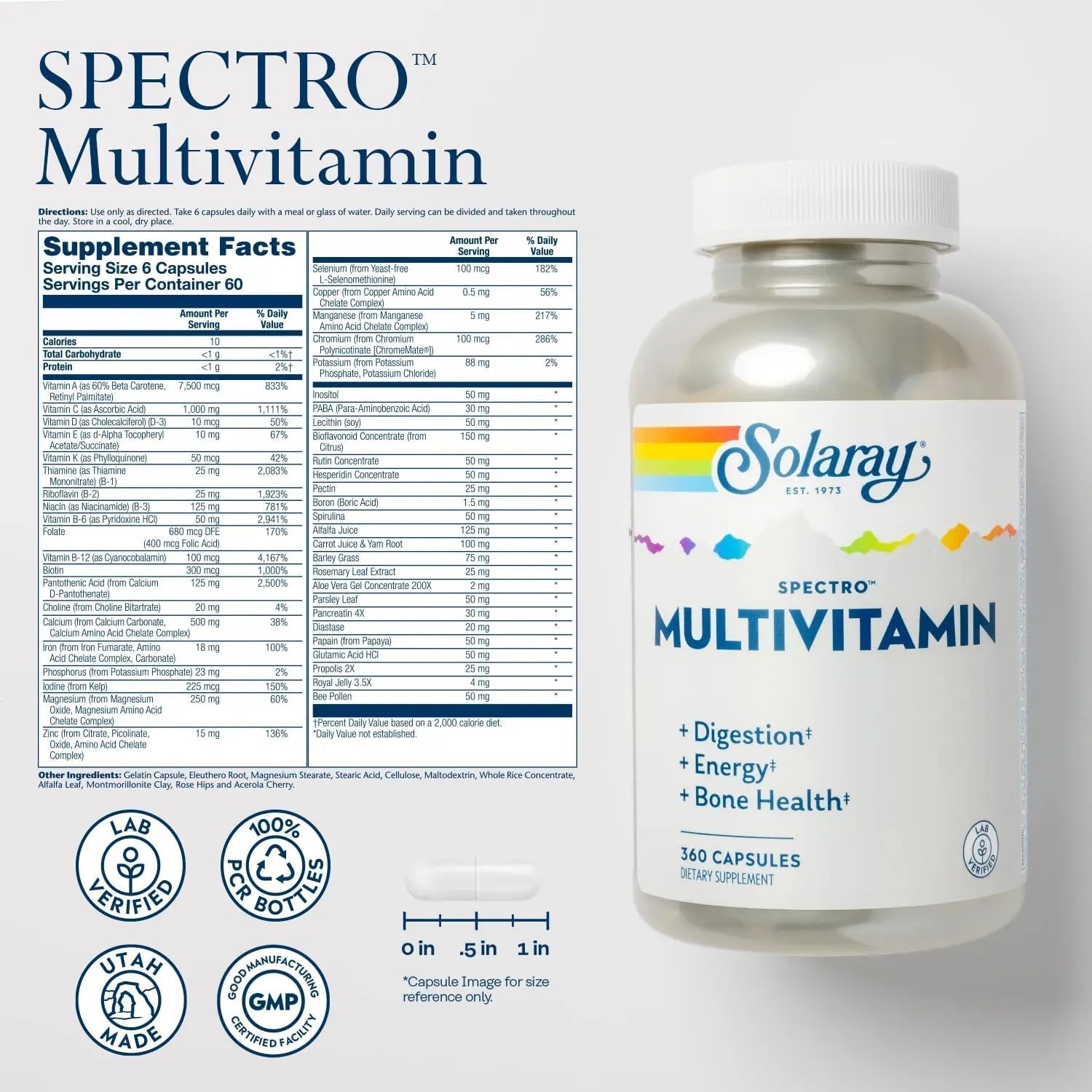 SOLARAY Spectro Multivitamin with Iron - Multi Vitamin with Calcium, Magnesium, Energizing Greens, Herbs & Digestive Enzymes SOLARAYAu supplements