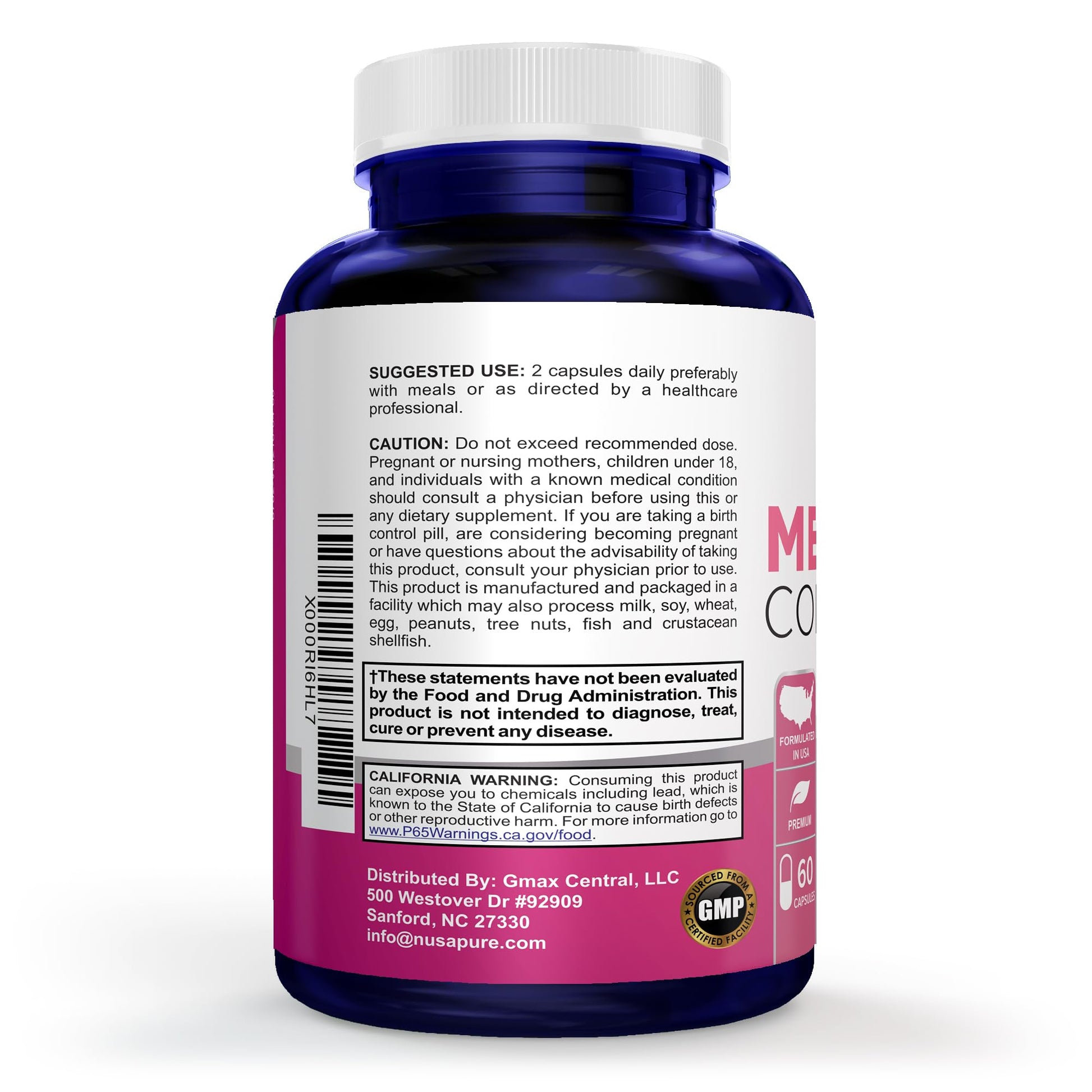 NusaPure Menopause Complex : Black Cohosh and Herbal Ingredients - 60 Capsules NusaPureAu supplements