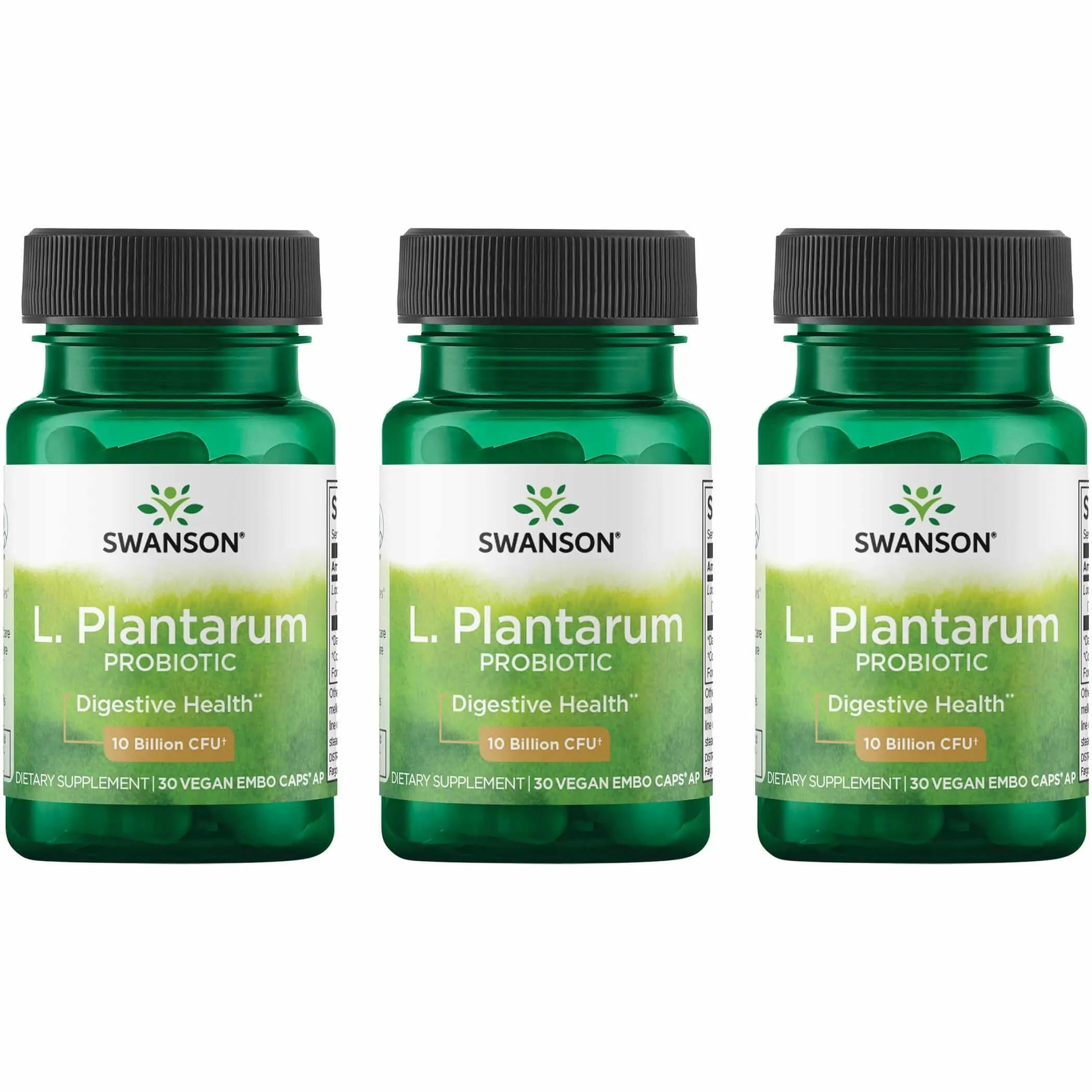 Swanson L. Plantarum - 10 Billion CFUs - Probiotic Supplement for Occasional Gas & Bloating - Supports Lower GI Tract Health* - No Refrigeration Needed - Non-GMO - 30 Vegan Capsules (3 Pack) SwansonAu supplements