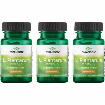 Swanson L. Plantarum - 10 Billion CFUs - Probiotic Supplement for Occasional Gas & Bloating - Supports Lower GI Tract Health* - No Refrigeration Needed - Non-GMO - 30 Vegan Capsules (3 Pack) SwansonAu supplements