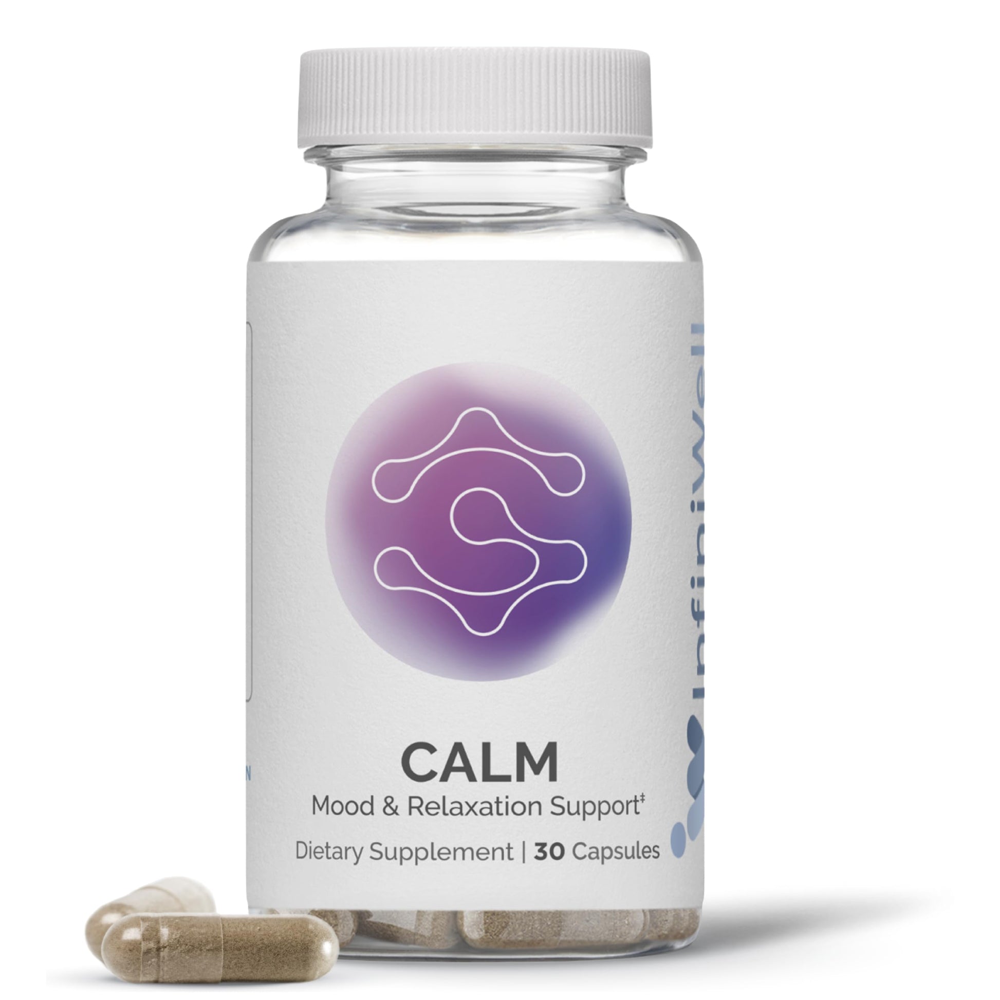InfiniWell Calm - Mood & Cognitive Support Supplement for Adults with L-Theanine, Bacopa monnieri & DHH-B - Supports Relaxation, Focus & Mental Clarity (30 Capsules) InfiniWellAu supplements
