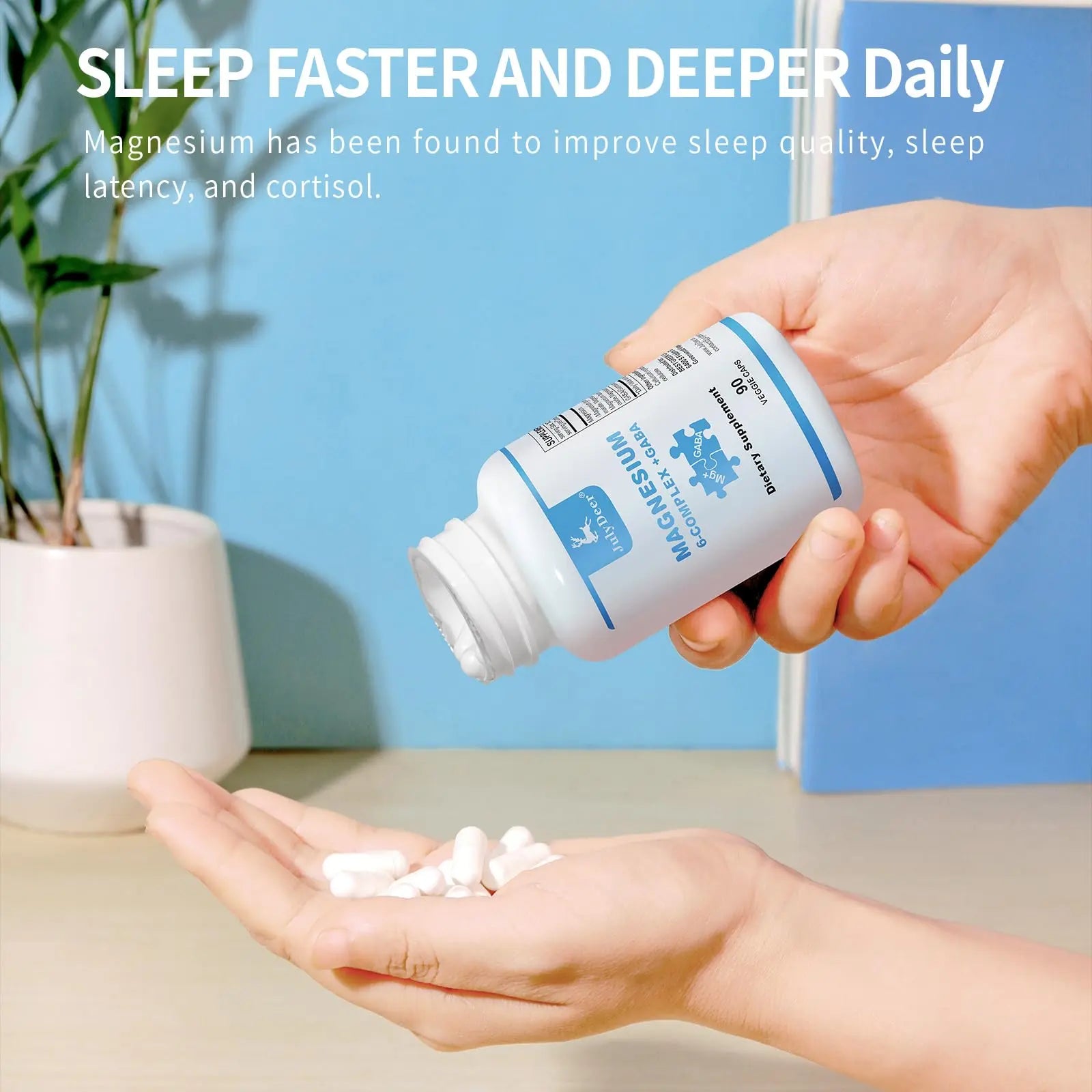JulyDeer Sixfold Magnesium Complex | 350mg of Magnesium Glycinate, Malate, Citrate, Taurine, Oxide, Mg+ for Muscles,Nerves,& Energy, GABA Sleep Support | High Absorption | Vegan | 90 Capsules Risabounz supplements