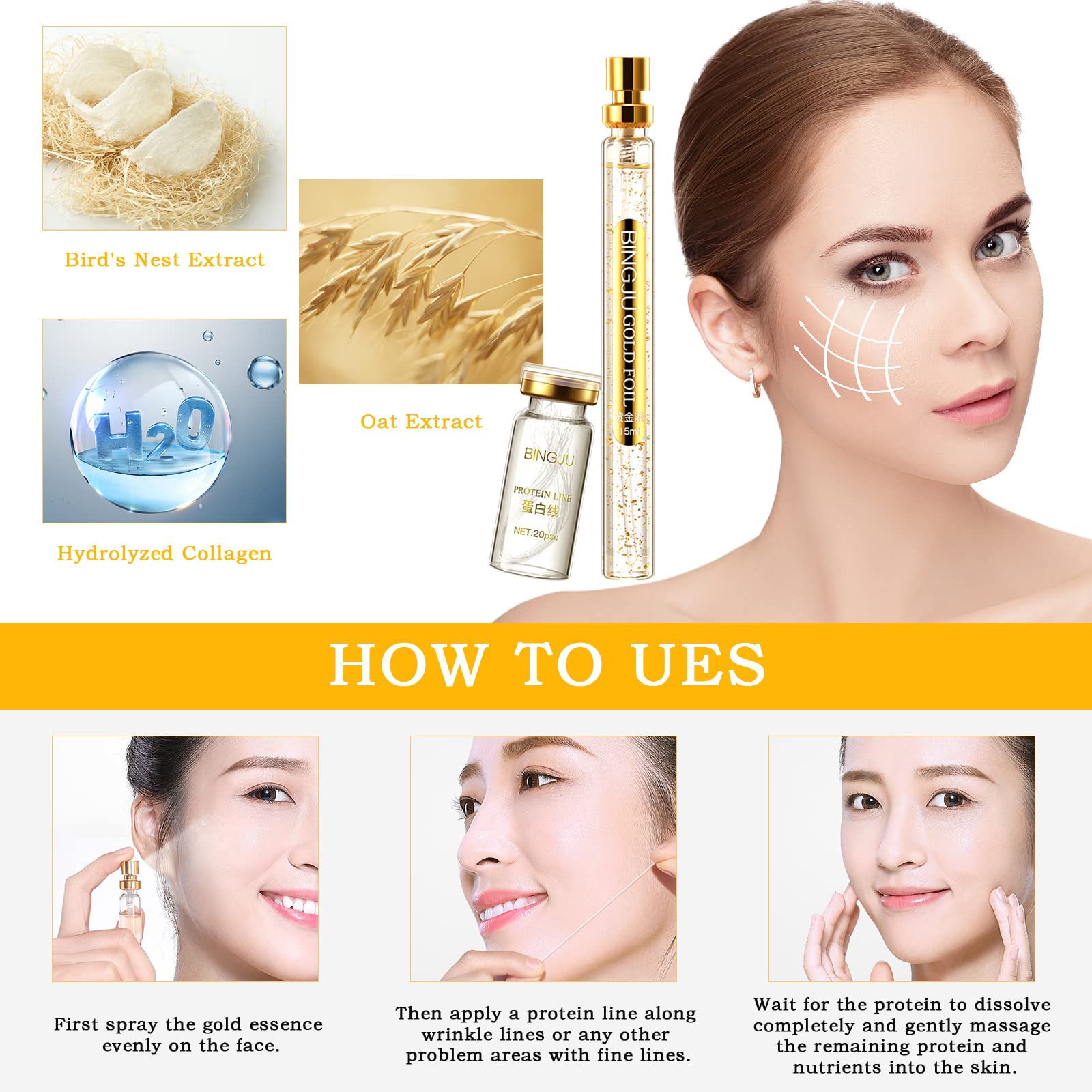 Instalift Korean Protein Thread Lifting Set, Absorbable Collagen Threads for Face Lift, Soluble Protein DRTRUAu supplements
