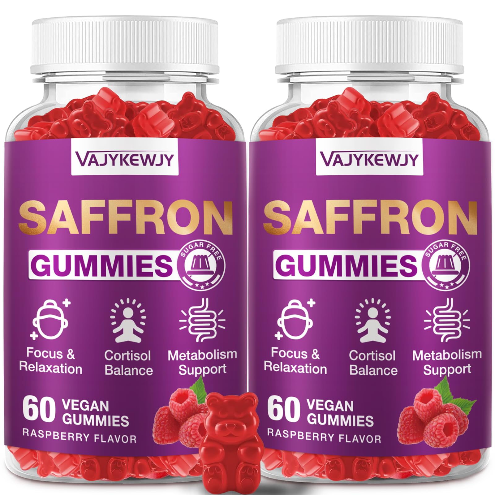 VAJYKEWJY Saffron Gummies (88.5 mg) with Magnesium — Enhanced with St. John’s Wort, Rhodiola, Ashwagandha & Vitamins B6, B12, D3 for Mood & Focus Support — 120 Count VAJYKEWJYAu supplements