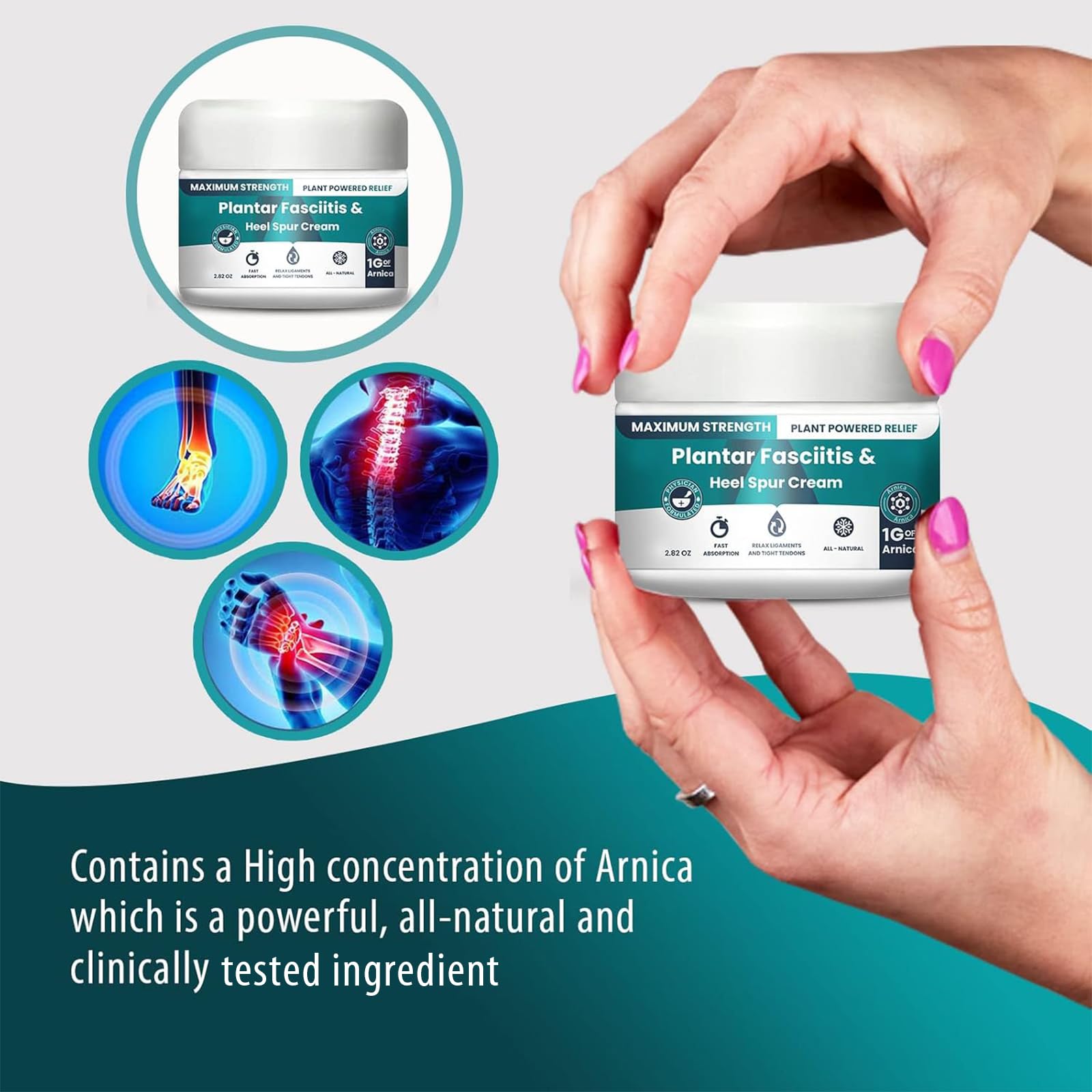 M PAIN MANAGEMENT TECHNOLOGIES Plantar Fasciitis And Heel Spur Cream By PMT - Cream For Foot Relief. High Concentration of Arnica; Vitamin B6, MSM, Glucosamine - To Soothe and Relieve - 2.82 OZ M PAIN MANAGEMENT TECHNOLOGIESAu supplements