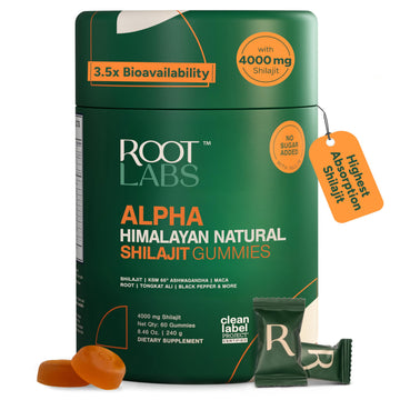 ROOT LABS 10-in-1 Alpha Shilajit Gummies | 4000 mg Pure Himalayan Shilajit with Tongkat Ali & Maca Root | Shilajit for Men & Women | ShilAbsorb Bioavailability Tech