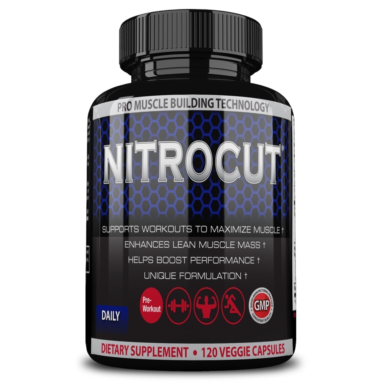 NITROCUT Pre Workout Supplement -120 Capsules - Nitric Oxide Supplements - l arginine NITROCUTAu supplements