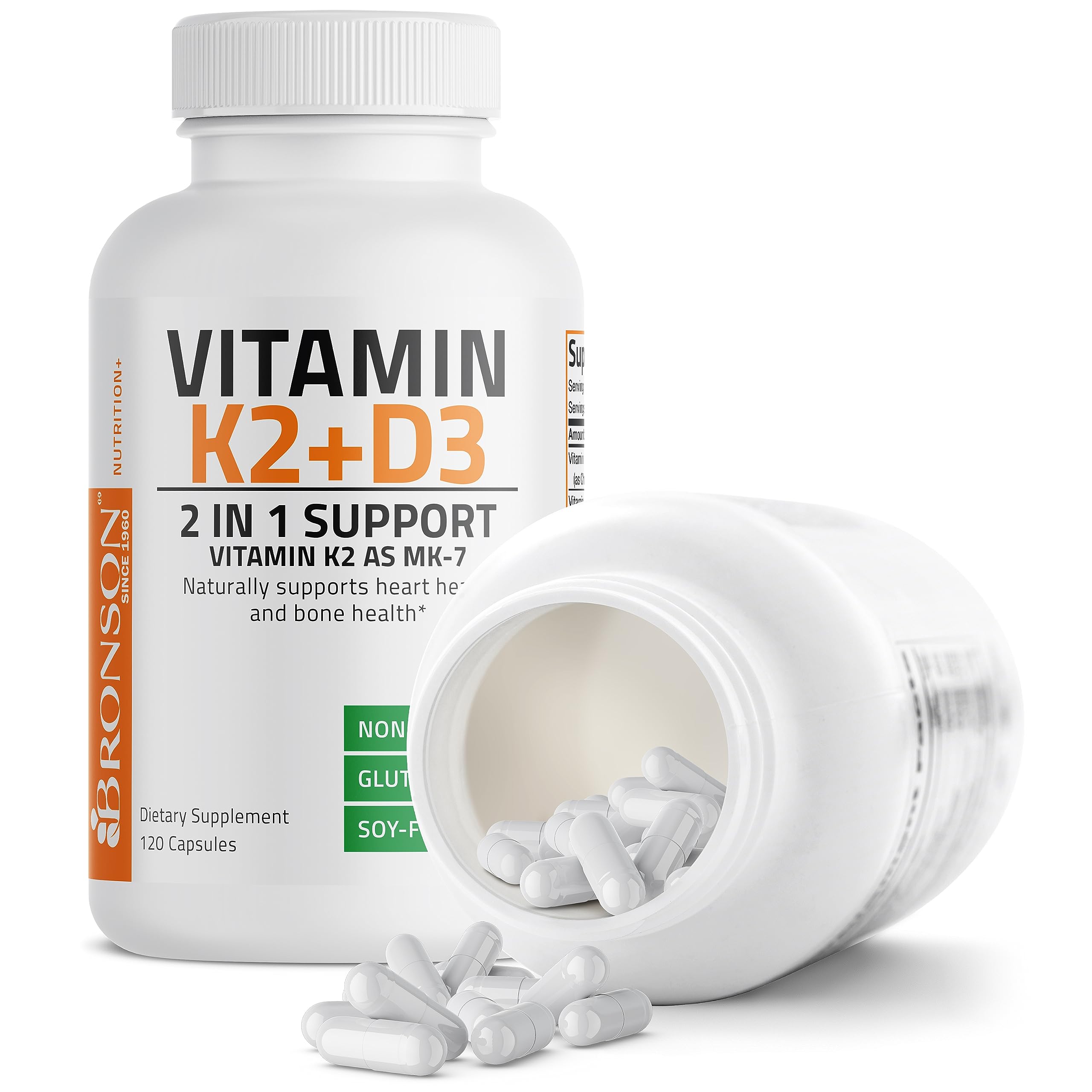 Bronson Vitamin K2 (MK7) with D3 Supplement Non-GMO Formula 5000 IU Vitamin BronsonAu supplements