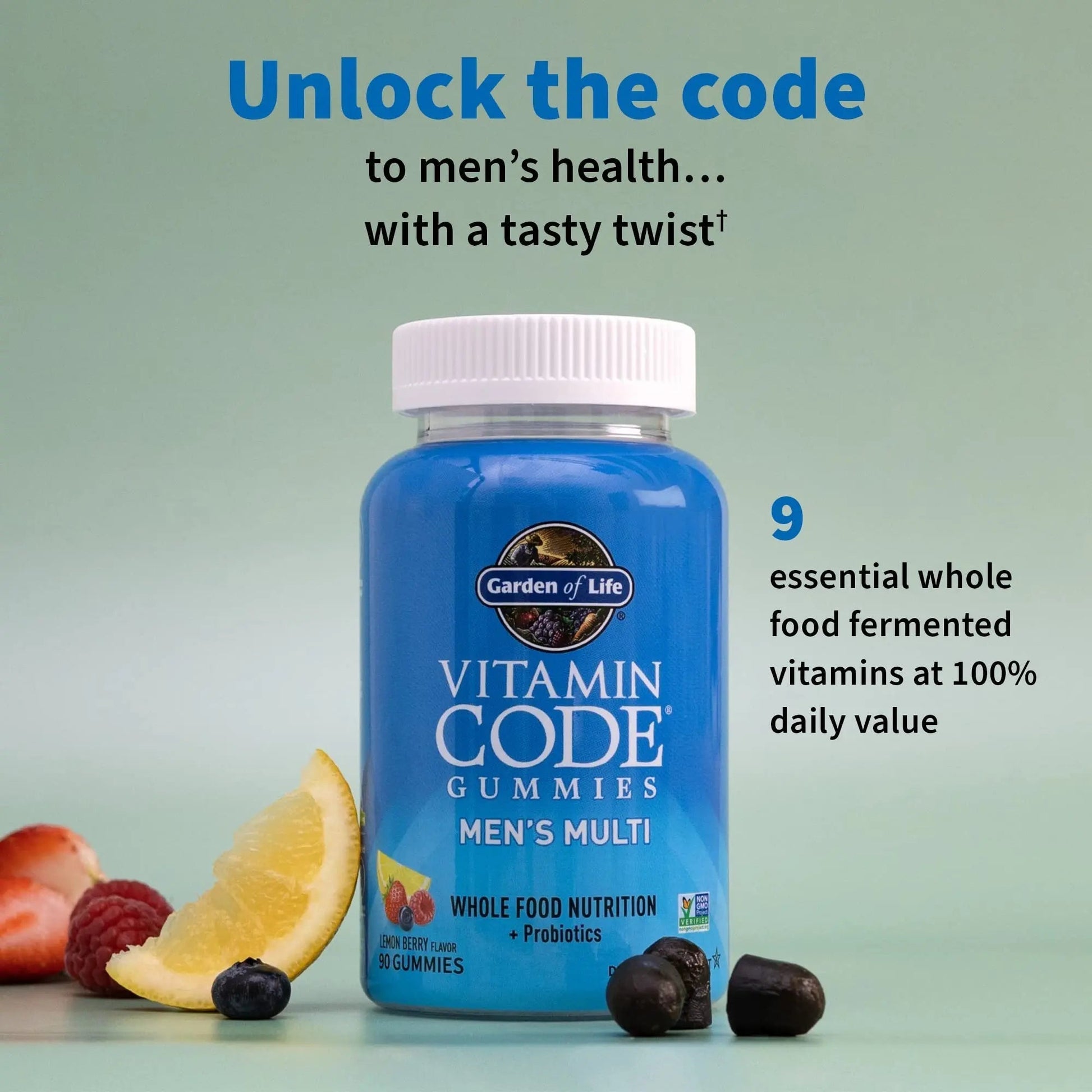 Men’s Multivitamin Gummy: Vitamins C, D, E, B & Zinc for Energy, Stamina & Stress, Probiotics for Digestive & Immune Health, Vitamin Code Garden of LifeAu supplements