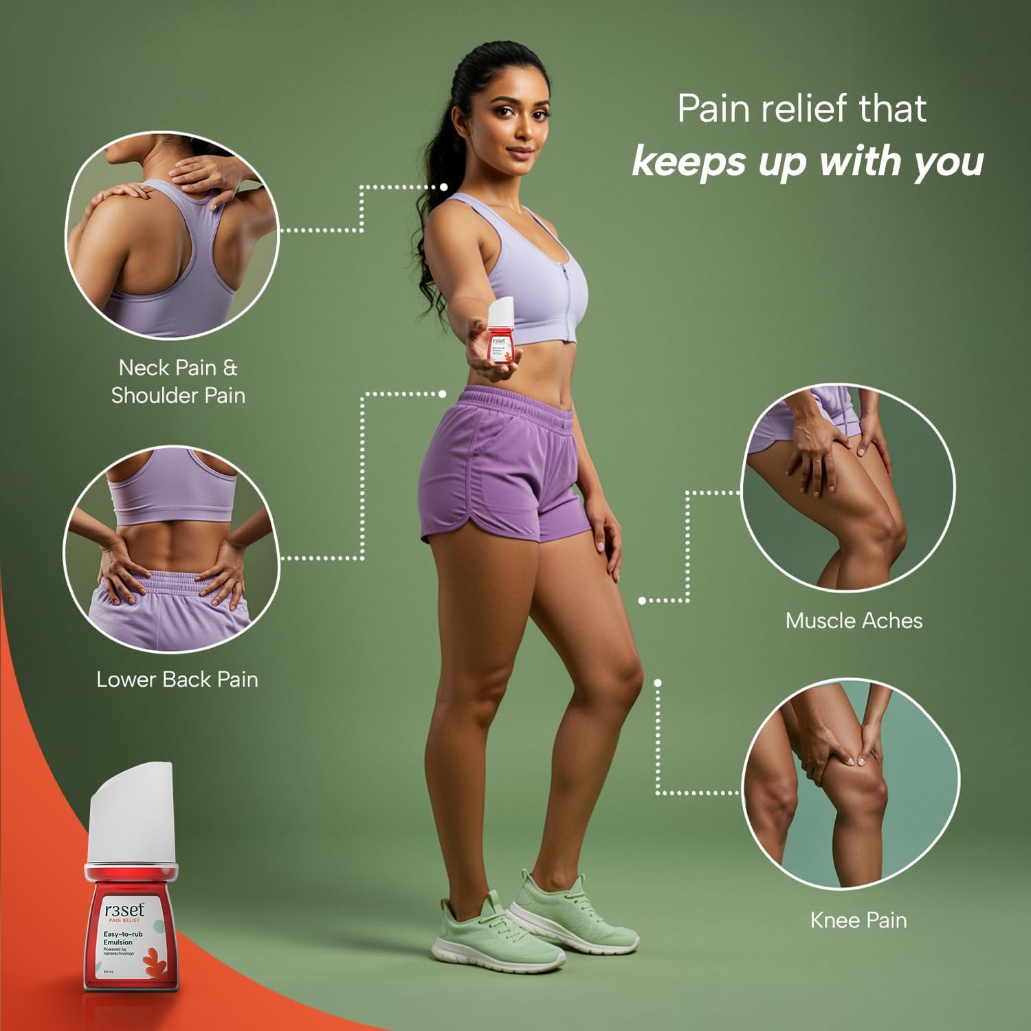 Pain Relief Emulsion Roll-On | Fast Relief for Muscle, Joint, Back, Neck, Knee Pain, Sports Injuries | 100% Natural, Absorbs Easily, No Side Effects | Herbal Ingredients for Aches & Soreness - 50ml GenericAu supplements