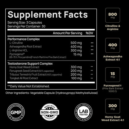 21,800mg Testosterone Booster for Men 8X Strength w. Ashwagandha, Tongkat Ali, Pycnogenol, Tribulus - Total T Male Enhancing Test Booster + Muscle Builder Workout Testosterone Supplement for Men TERRA ELMNTUS supplements