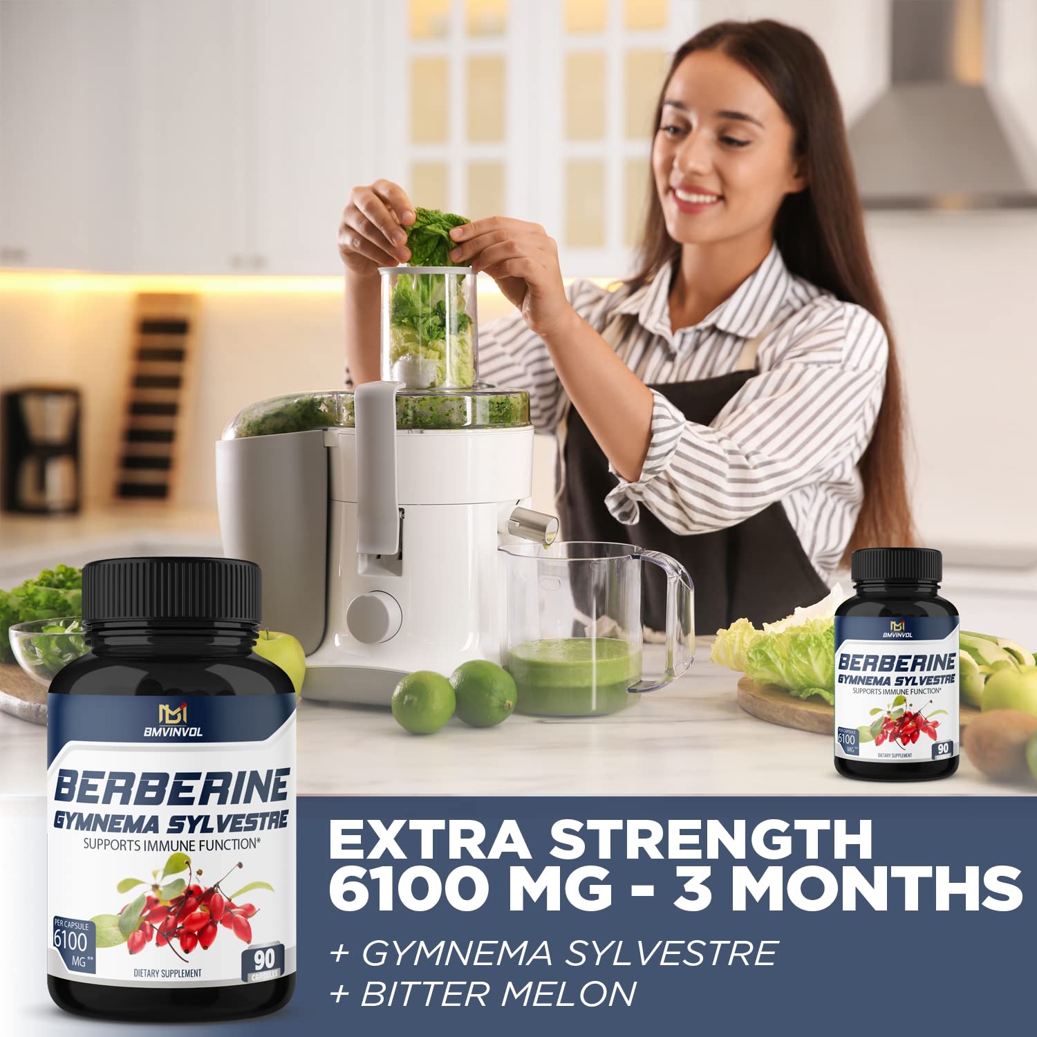 BMVINVOL 5-in-1 Berberine Supplement 6100mg with Ceylon Cinnamon, Gymnema BMVINVOLUS supplements