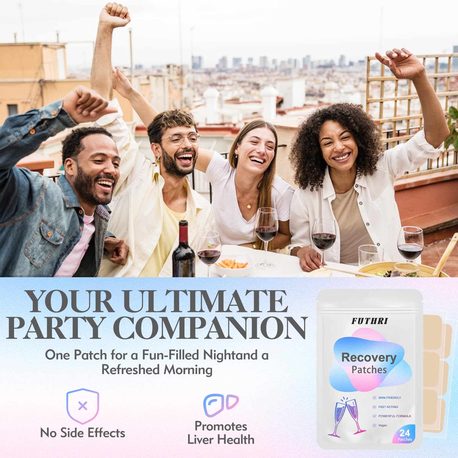 FUTHRI Recovery Patch 24 Pack: Wake Up Refreshed with Natural Ingredients - Waterproof & Skin-Friendly - Pre-Drink Patch for Festivals & Nights Out FUTHRIAu supplements