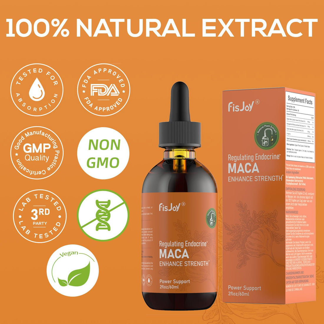 Fisjoy Organic Maca Liquid Drops with Ashwagandha & Beet Root – Supports Daily Vitality & Overall Wellness – Non-GMO, Vegan Herbal Supplement, 2 fl oz (60 mL) FisjoyAu supplements