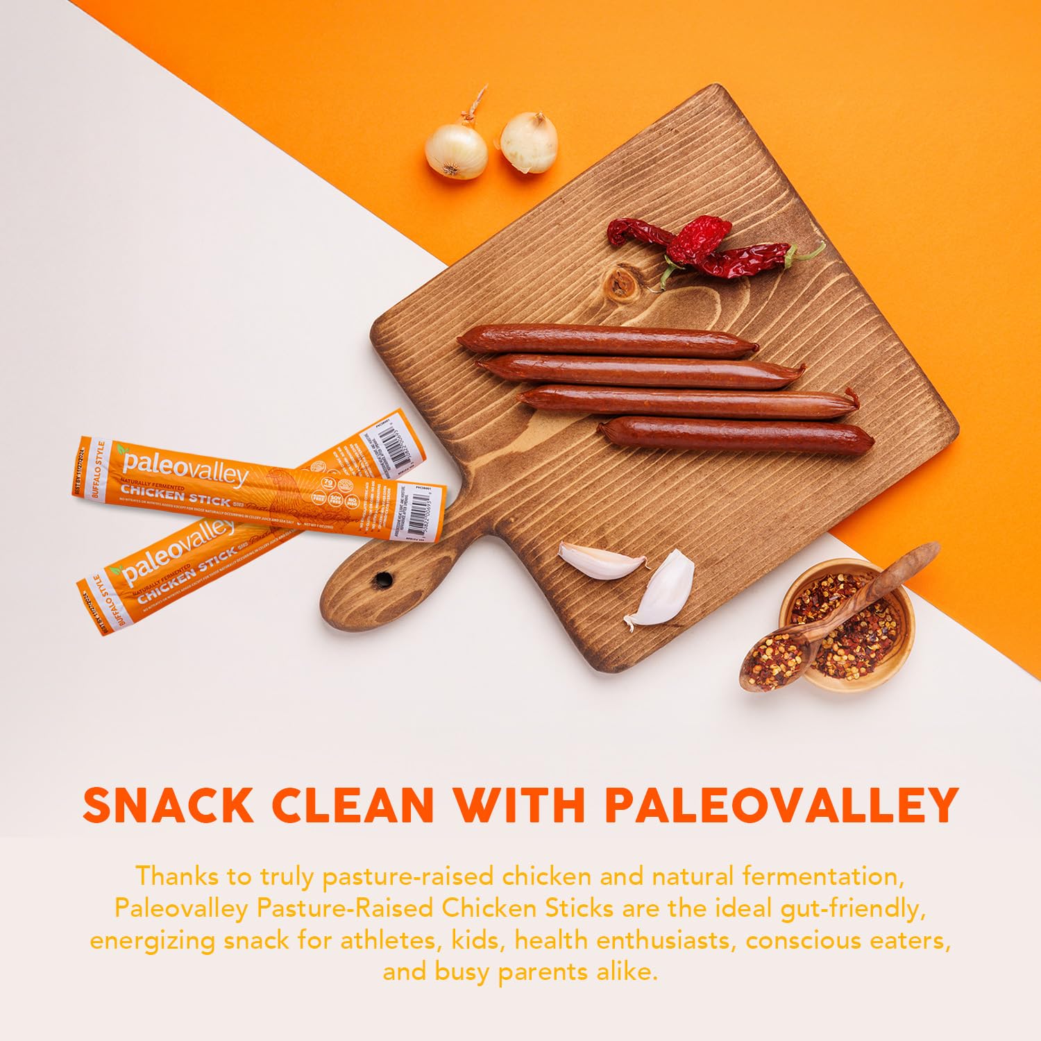 Paleovalley Pasture-Raised Chicken Sticks – 10 Pack – 7g Protein per Stick – Keto-Friendly, Paleo, Gluten-Free, Nitrate-Free – On-the-Go Snack (10 Pack, Buffalo) PaleovalleyUS supplements