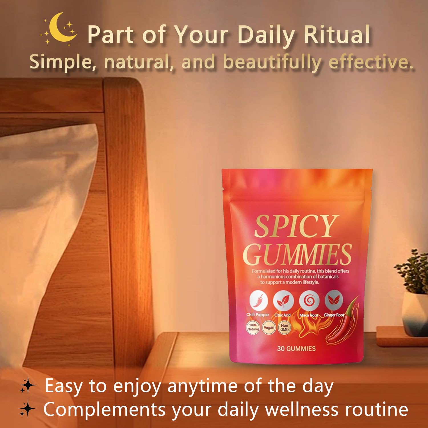 Spicy Gummy, Hot Peach Gummies – Natural Chili Flavor, Promote Calmness and Intimacy Wellness, 30 Gummies VoererhAu supplements