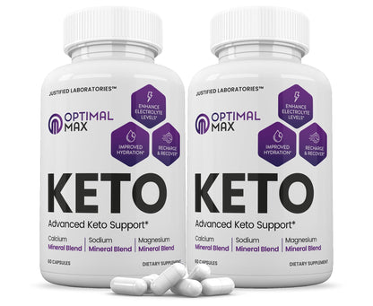 (2 Pack) Optimal Max Keto Pills 1275MG New & Improved Formula Contains Apple Cider Justified LaboratoriesUS supplements