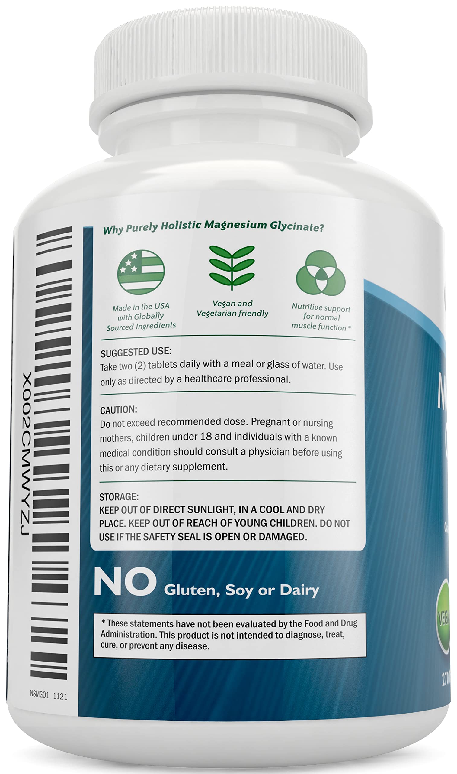 Magnesium Glycinate 400mg - 270 Magnesium Tablets (not Capsules) - 400 mg Elemental Magnesium - Highly Bioavailable - Vegan and Vegetarian - for Improved Sleep, Stress Relief & Cramp Defense Purely HolisticAu supplements