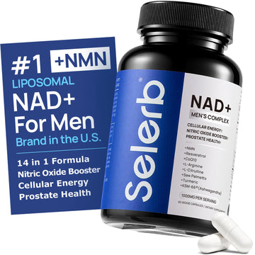 Liposomal NAD Supplement for Men – NMN Supplement Nitric Oxide Prostate Health Supplements with Resveratrol, CoQ10, L Citrulline and Lycopene for Anti-Aging & Cellular Energy Support 60 Capsules SelerbAu supplements