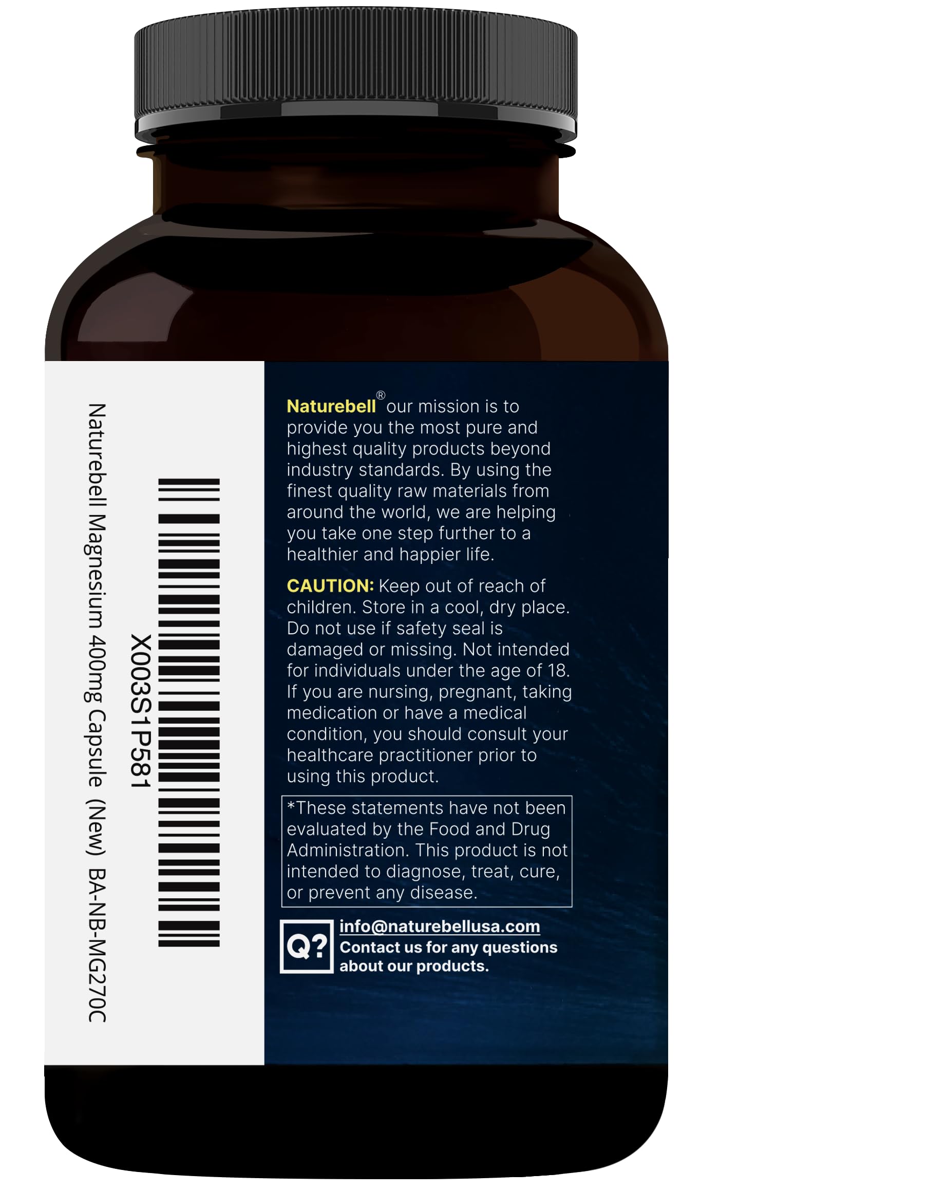 NatureBell Magnesium Glycinate 400mg Elemental, 270 Capsules | 100% Chelated for High Absorption | Supports Muscle, Bone & Heart Health | Non-GMO, Gluten-Free, Vegan NatureBellAu supplements