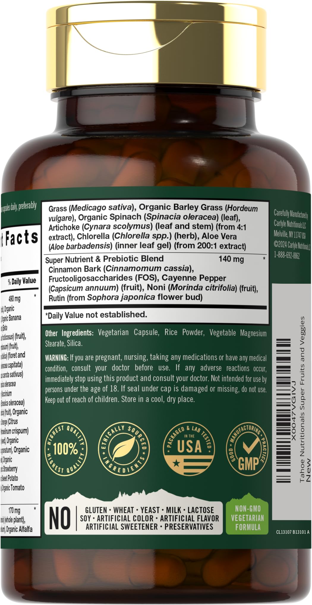 Tahoe Nutritionals Super Fruits and Veggies Capsules | 90 Count | Vegetarian, Non-GMO and Gluten Free Supplement Tahoe NutritionalsAu supplements
