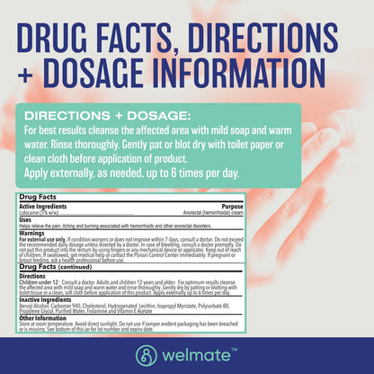 WELMATE | 5% Lidocaine | Numbing Cream Maximum Strength | Topical Anesthetic WELMATEUS supplements