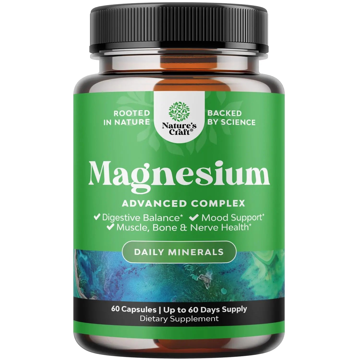 High Absorption Magnesium Complex Supplement - Magnesium Oxide 500mg with Citrate 500mg for Sleep and Mood Support - Pure Citrate per Serving for Muscle Stomach and Digestion - 60 Count Natures CraftAu supplements