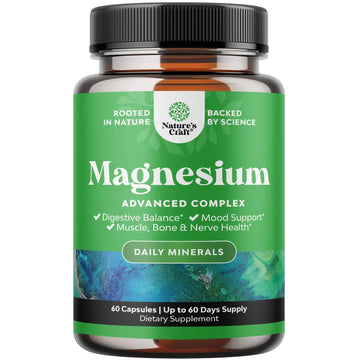 High Absorption Magnesium Complex Supplement - Magnesium Oxide 500mg with Citrate 500mg for Sleep and Mood Support - Pure Citrate per Serving for Muscle Stomach and Digestion - 60 Count Natures CraftAu supplements