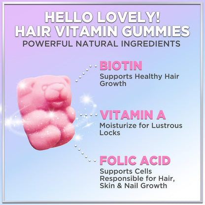 Hello Lovely! Hair Vitamins Gummies with Biotin 5000 mcg Vitamin E & C Support Hair Growt Hello Lovely!US supplements