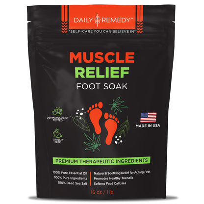 Muscle Relief Foot Soak with Epsom Salt, Made in USA, Soothe Foot Aches, Muscle Pain DAILY REMEDYUS supplements