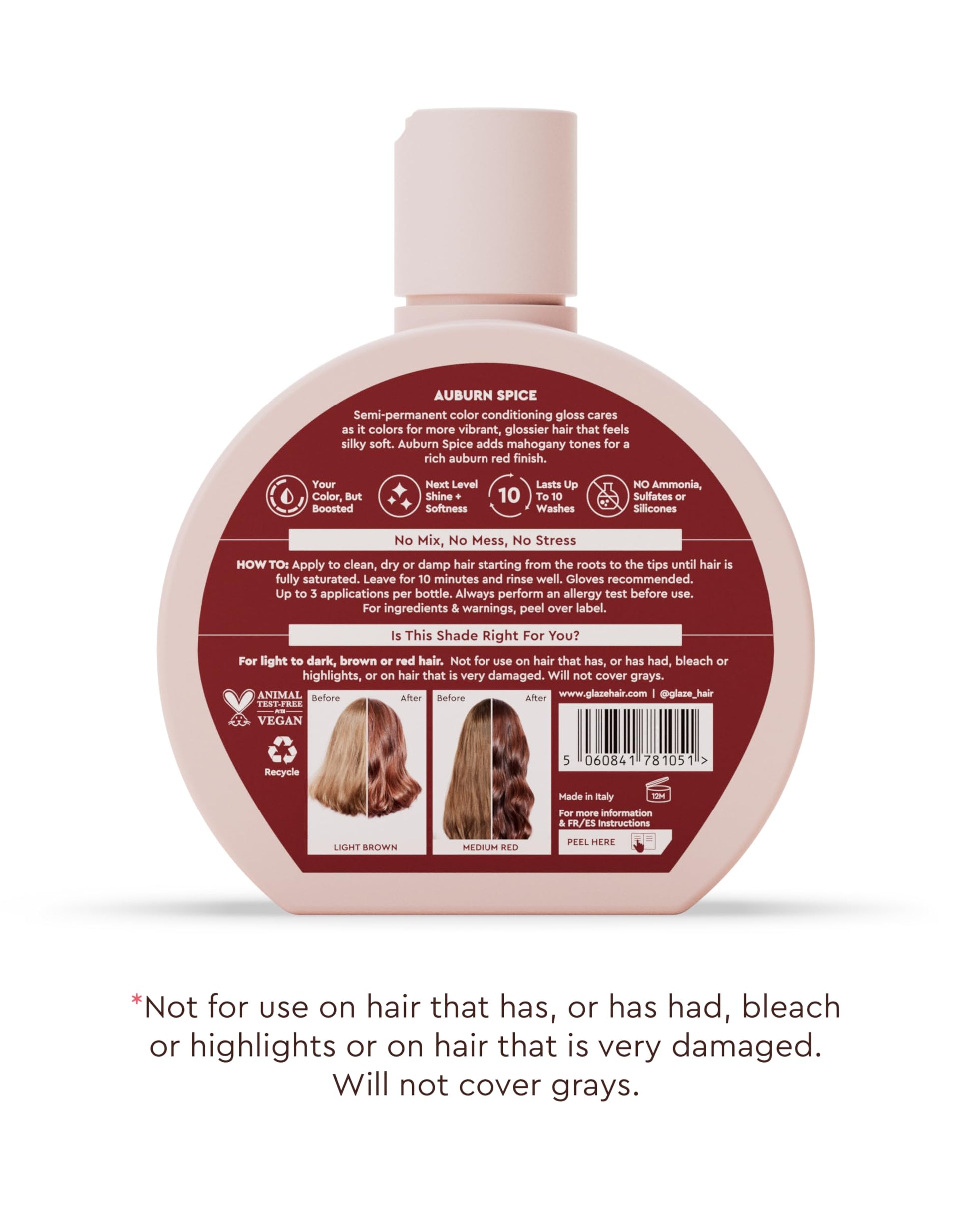 Glaze Color Conditioning Gloss - Tinted Moisturizer for Brown or Red Hair, Boosts Color and Shine, Repairs Damage - Auburn Spice, 6.4 oz glazeAu supplements