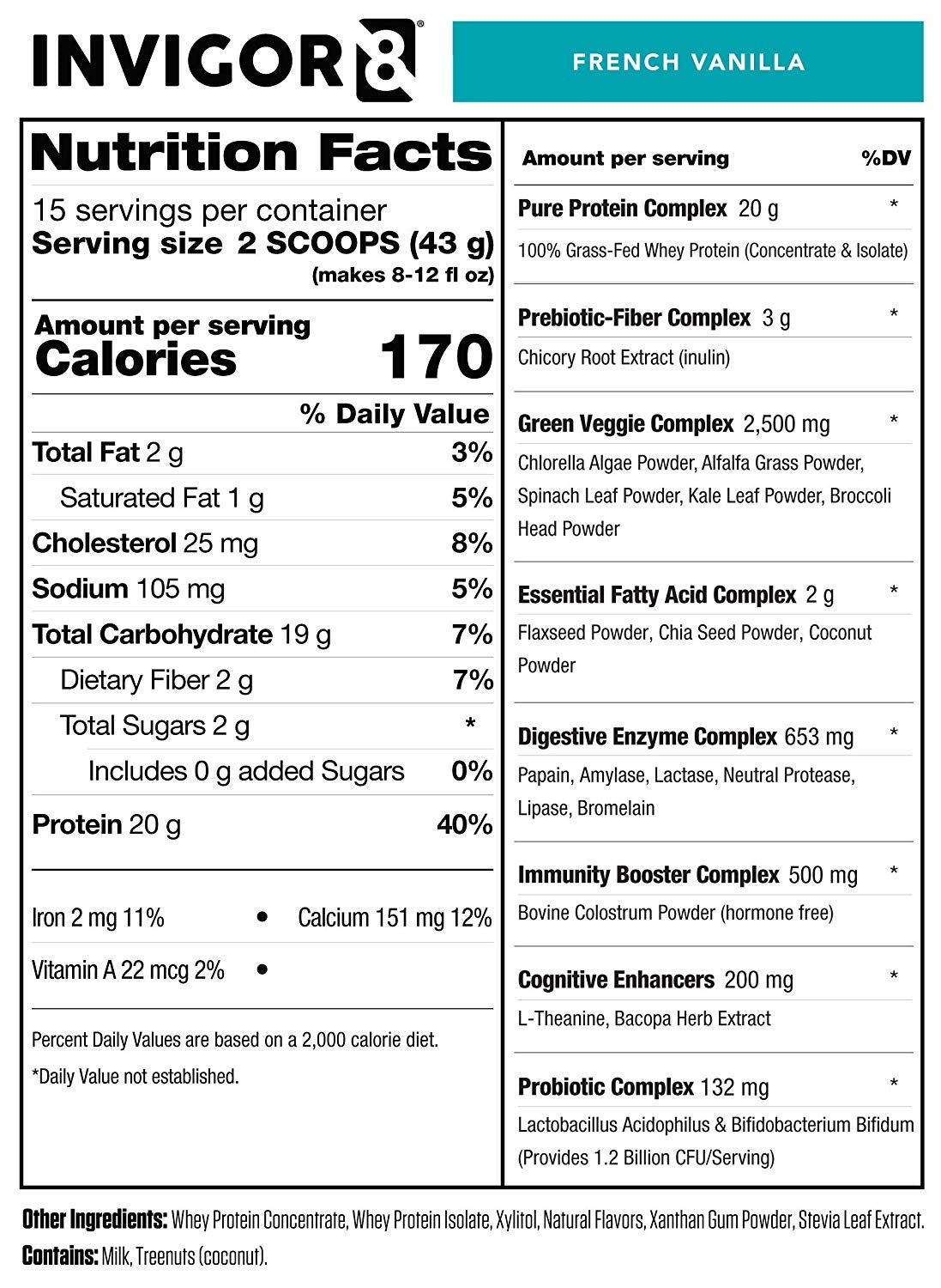 INVIGOR8 Superfood Grass Fed Whey Protein Isolate Shake French Vanilla Gluten-Free INVIGOR8US supplements