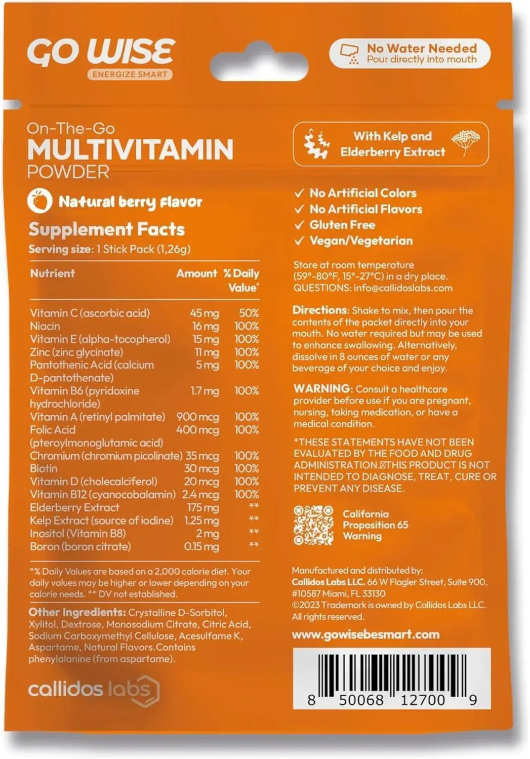 Go Wise On The Go Multivitamin Powder, 14 Vegan Daily Vitamin Packets for Men & Women, Natural Berry Flavor Go WiseAu supplements