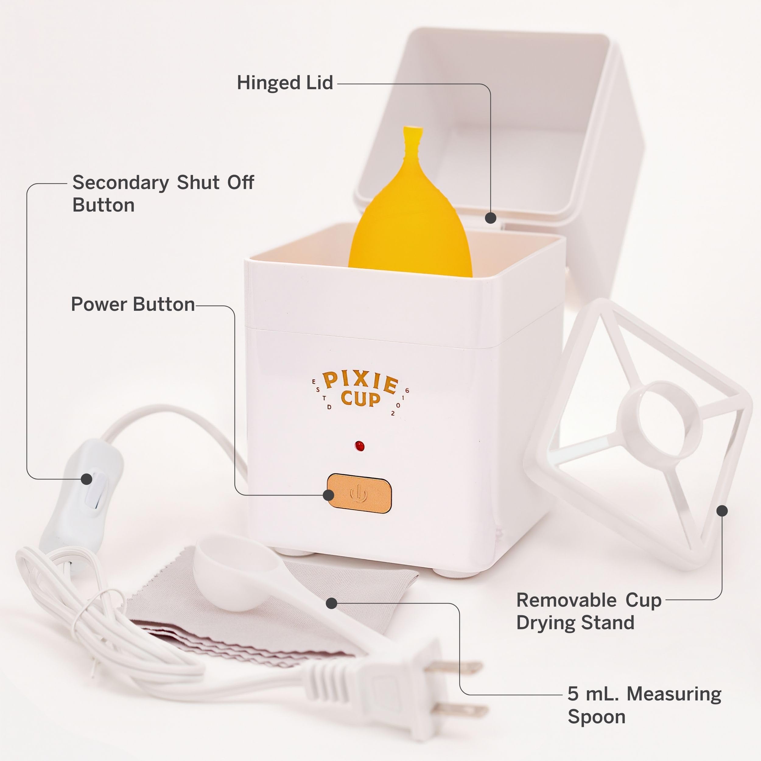 Pixie Menstrual Cup Steamer Sterilizer with A Small Period Cup - Ranked 1 for Most Comfortable Reusable Pixie CupAu supplements