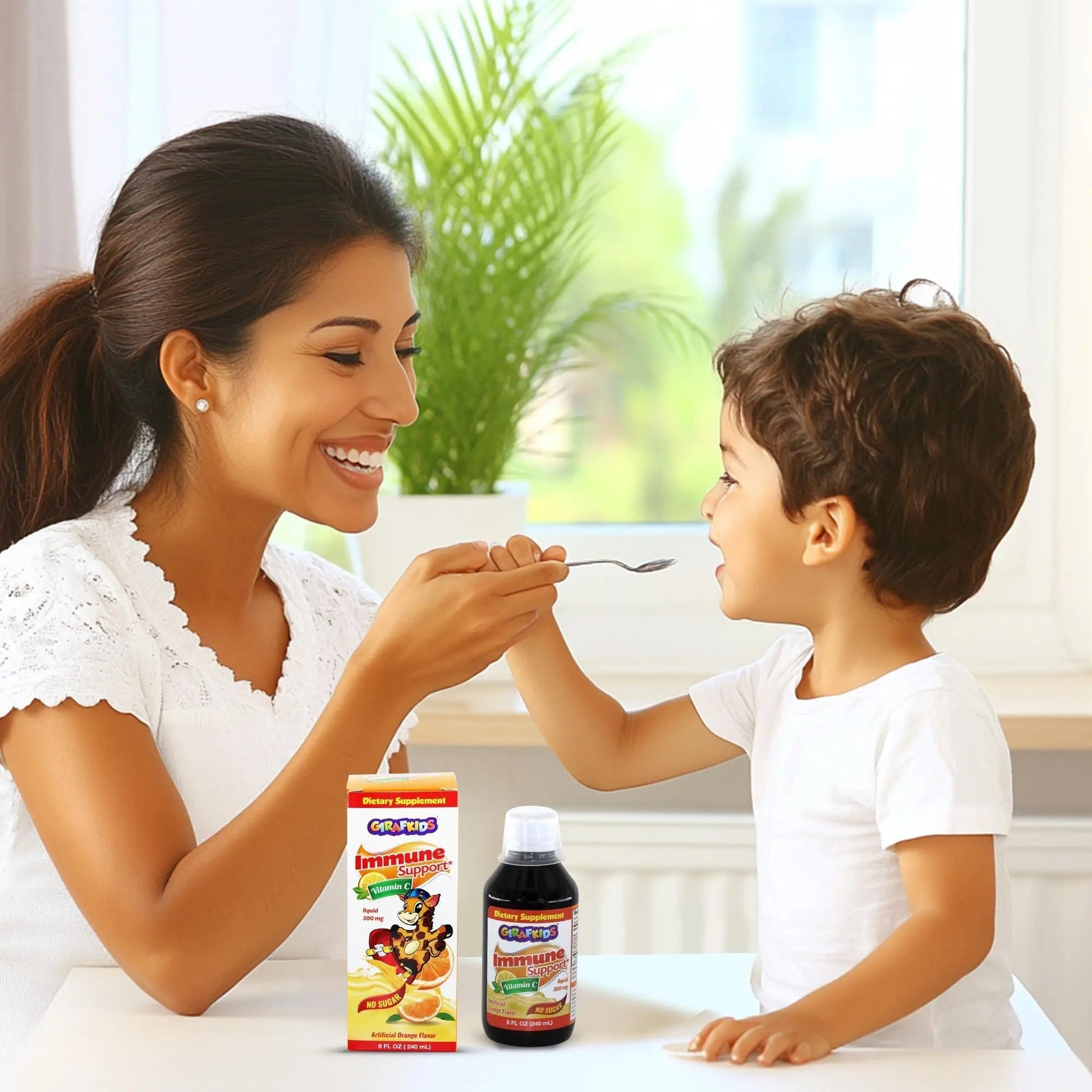 GirafKids Multivitamin Syrup + Liquid Vitamin C Bundle for Kids Ages 4+ | Omega-3, Beta Glucan, Folic Acid & Antioxidant Support | Peach & Orange Flavors PHARMADELAu supplements