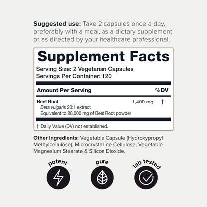 28,000mg 20x Concentrated Extract Beet Root Capsules - Natural Nitric Oxide Booster ToniiqUS supplements