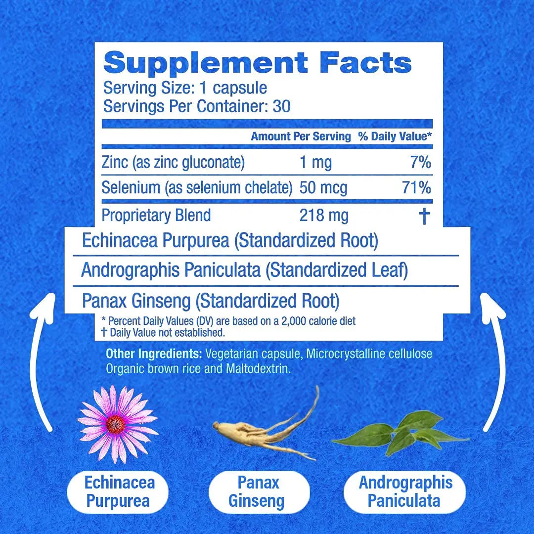 HybridCR Rapid Immunity Supplement | Zinc, Echinacea, Andrographis, Ginseng, Selenium, Gluten-Free & Non-GMO | 5-in-1 Immune Support Supplement | Pharmacist Formulated 1 Month Supply (30 Veggie Caps) Hybrid RemediesAu supplements