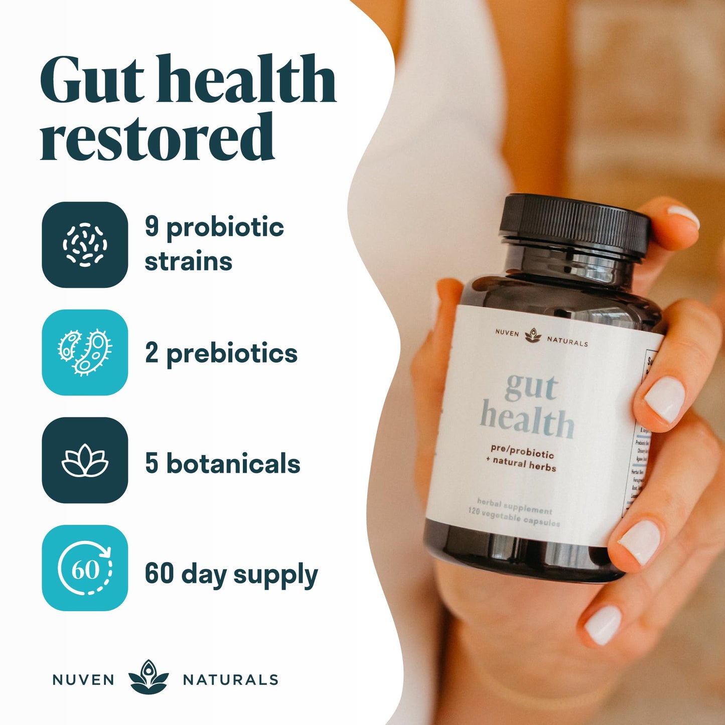 Nuven Naturals All-in-One Gut Health w/Probiotics, Prebiotics, Digestion-Supporting Herbs Nuven NaturalsUS supplements