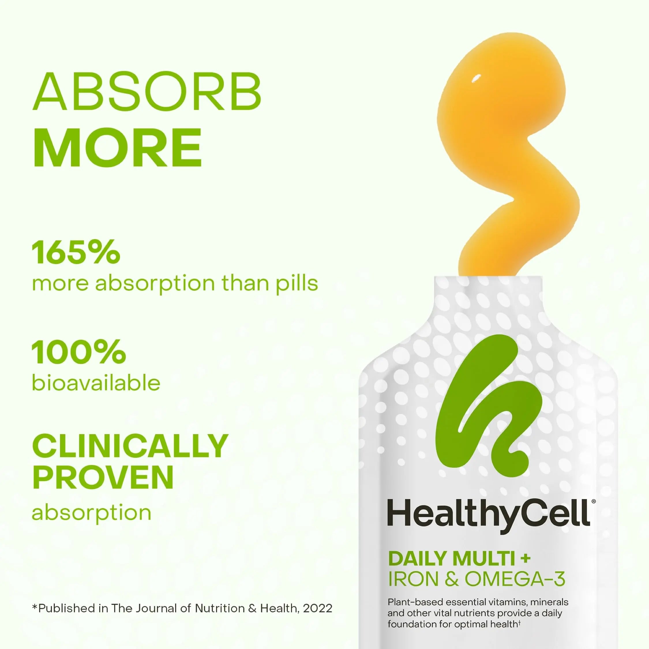 Healthycell Vegan Daily Multivitamin Liquid Supplement with Iron and Omega-3, 25+ Essential Vitamins, Minerals & Nutrients for Brain HealthycellAu supplements
