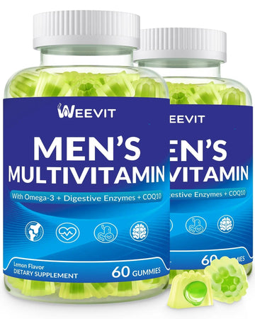 WEEVIT Mens Multivitamins Gummies, Omega 3, CoQ10, Turmeric, Lycopene, Digestive Enzymes, Daily Mens Vitamins A C D E B6 B12 WEEVITAu supplements