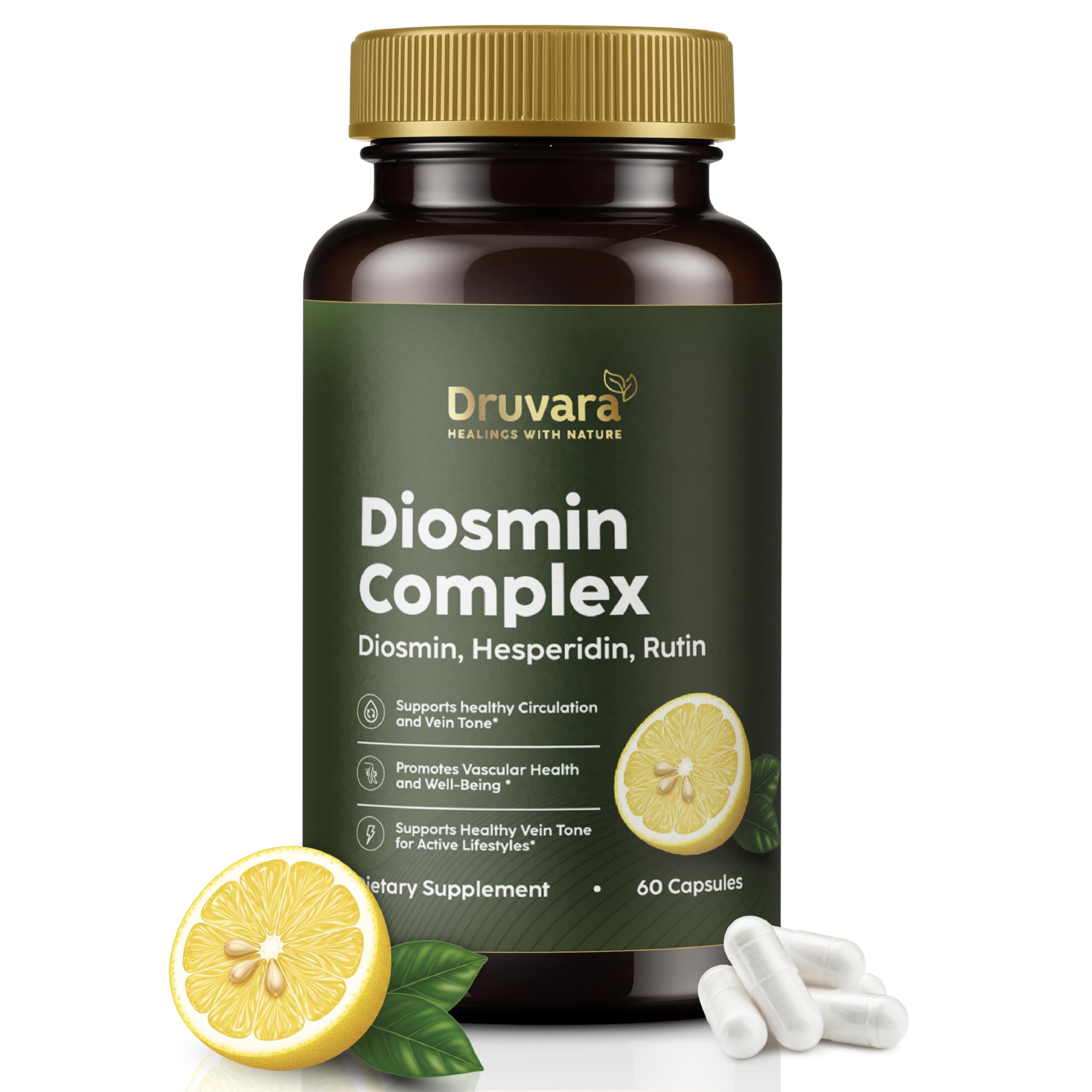 Druvara Diosmin Hesperidin with Rutin & B Vitamins | Vein Support Supplement for Leg Comfort, Healthy Circulation, Vein Strength & Improved Mobility - 60 Capsules DruvaraAu supplements