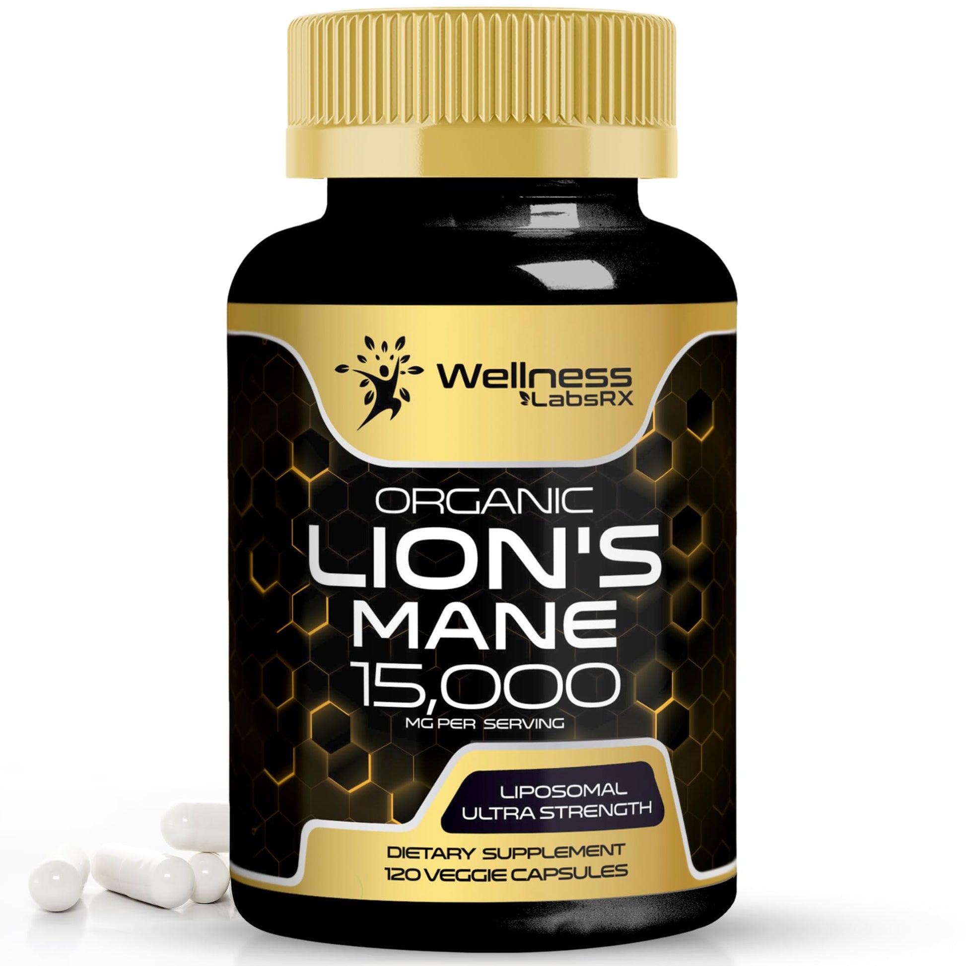 Lions Mane Supplement Capsules - 120 Count - Mushroom Supplement, Brain Supplements WELLNESS LABSRXUS supplements