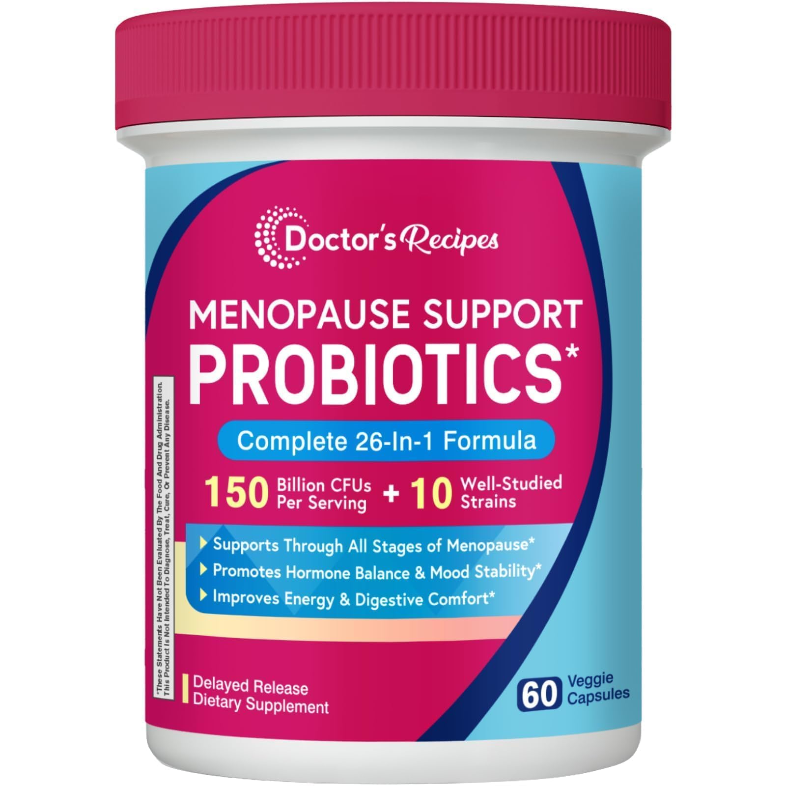 Doctor's Recipes Menopause Probiotic Supplements for Women, Black Cohosh for Menopause Hot Flashes, Probiotics with Ashwagandha, Dong Quai, Supports Energy, 60 Capsules Doctor's RecipesAu supplements