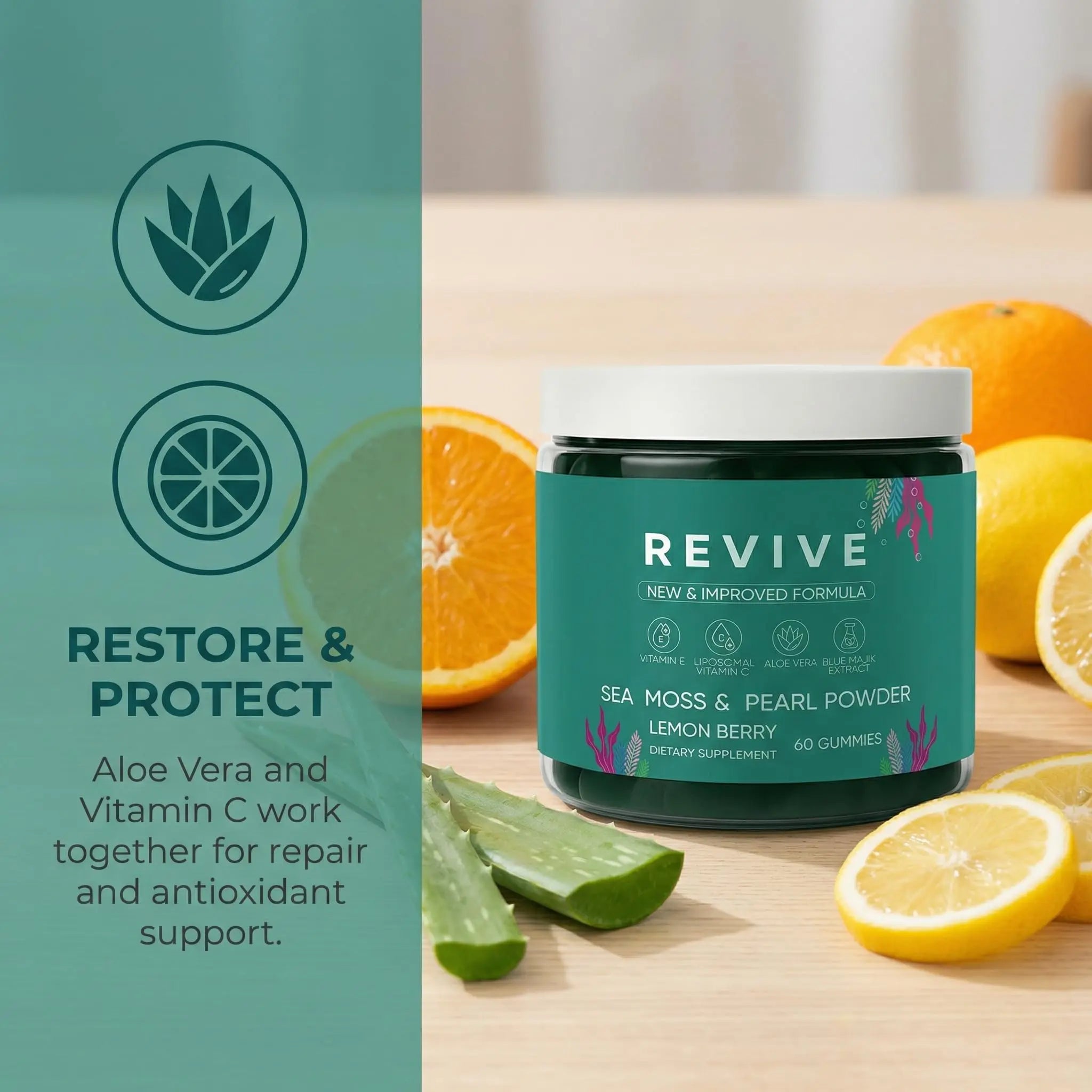 Balmbare Revive Gummies for Hair Loss - Sea Moss Gummies with Vitamin C, Vitamin E, Aloe Vera, Pearl Powder Supports Faster Hair Growth RulinalAu supplements