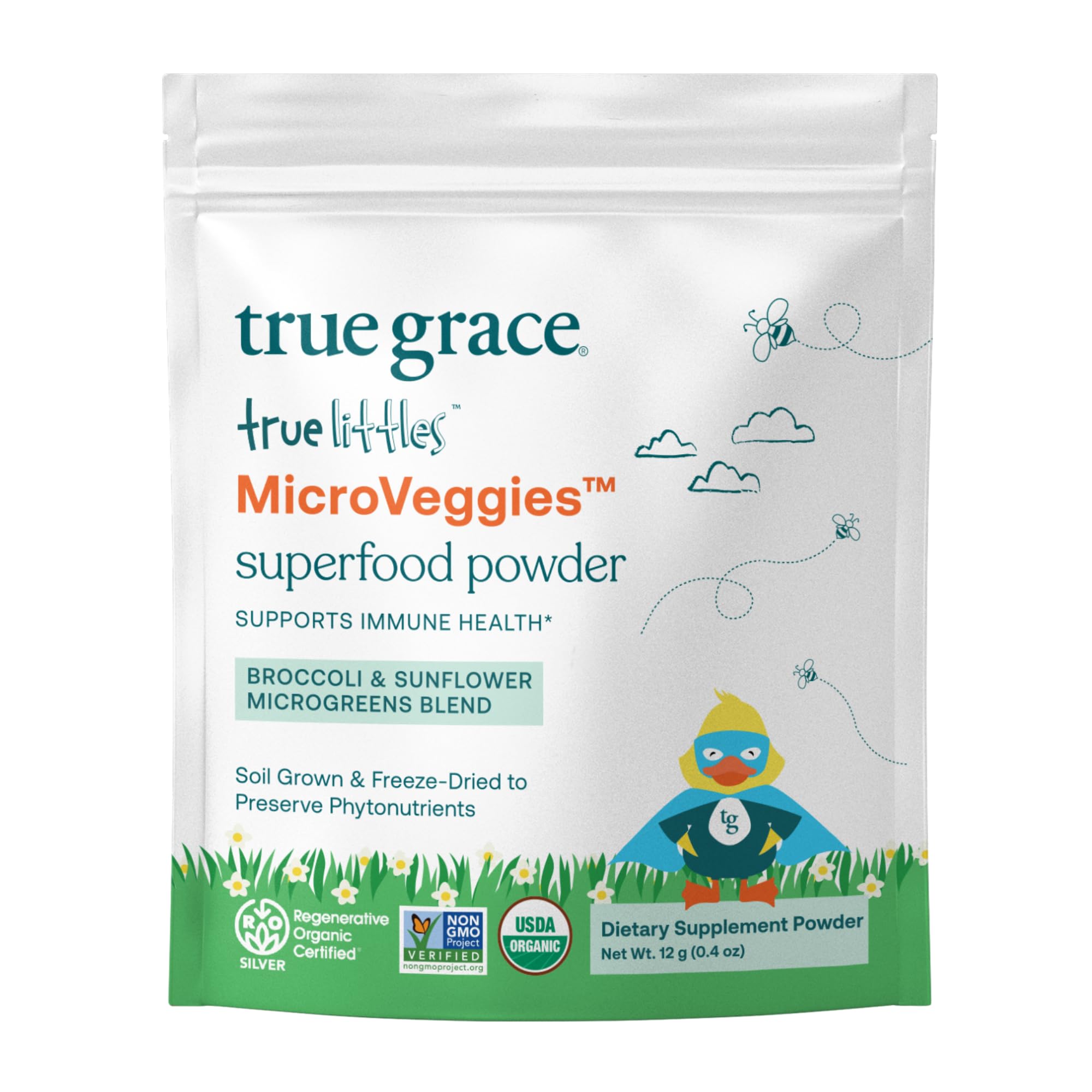 True Grace True Littles MicroVeggies - 0.4 oz - Kids Daily Superfood Powder for Immune Health - Gluten & Soy Free, Vegan, Regenerative Organic Certified - 30 Servings True GraceAu supplements
